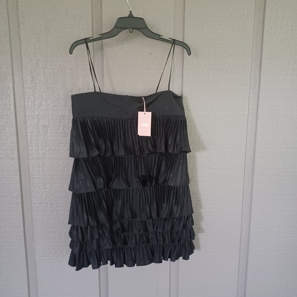 Alexis Women Corsini Ruffle Mini Dress SZ M Square Neck Plisse Cascading Tiered - Picture 2 of 12